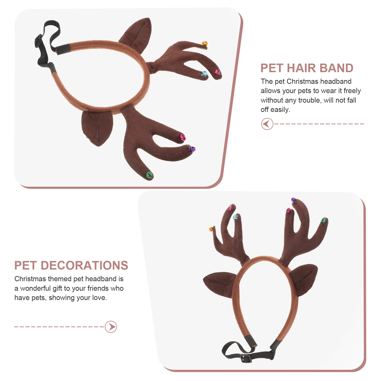 

Pet Christmas Headband Lightweight Durable Pet Headdress Party Festival Cosplay Dog Cat Costume Prop Holiday Hairband