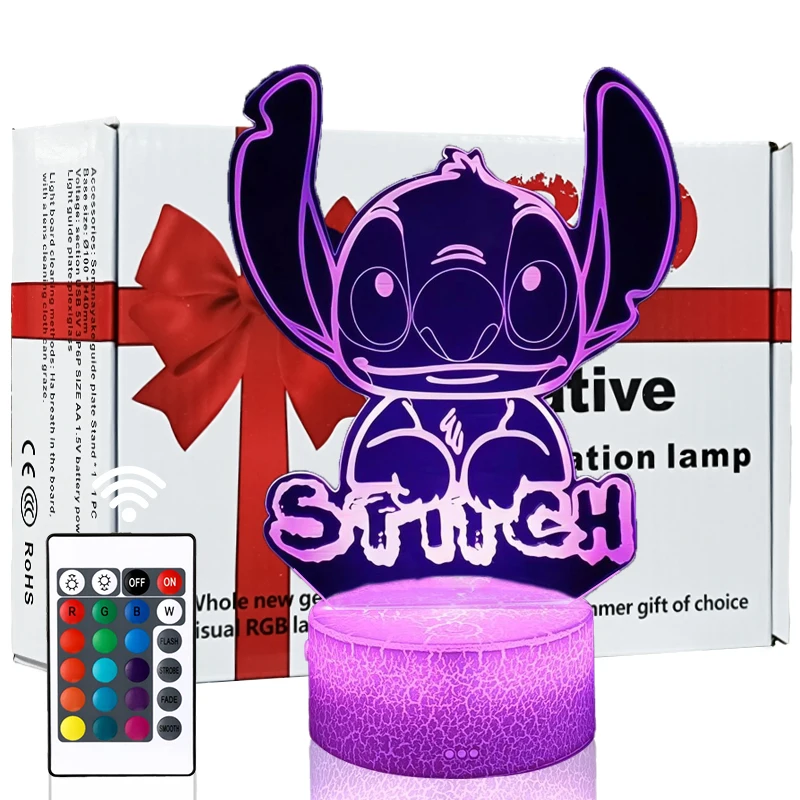 

3D Illusion Stitch Night Light with Remote Control and Smart Touch Room Decor Lamp Birthday Valentine's Day Christmas Gifts