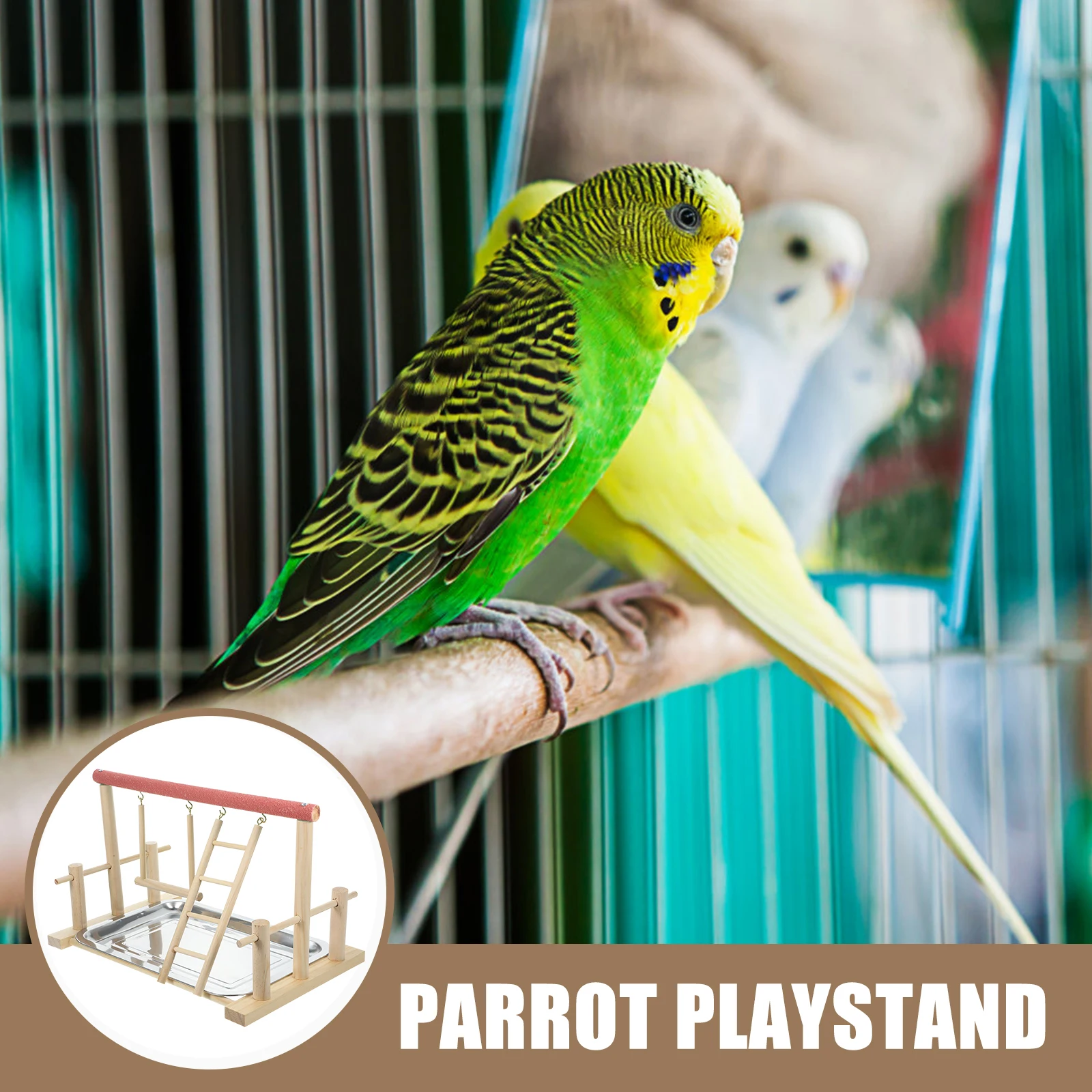 

Colorful Wooden Parrot Play Stand Pet Exercise Playground For Birds Interactive Fun