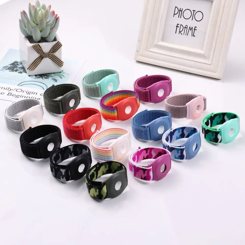 1pc Colorful Wrist Strap For AirTag Adjustable Stretchy Nylon Watch Band Lightweight Anti-Lost Replaceable Wristband For AirTag