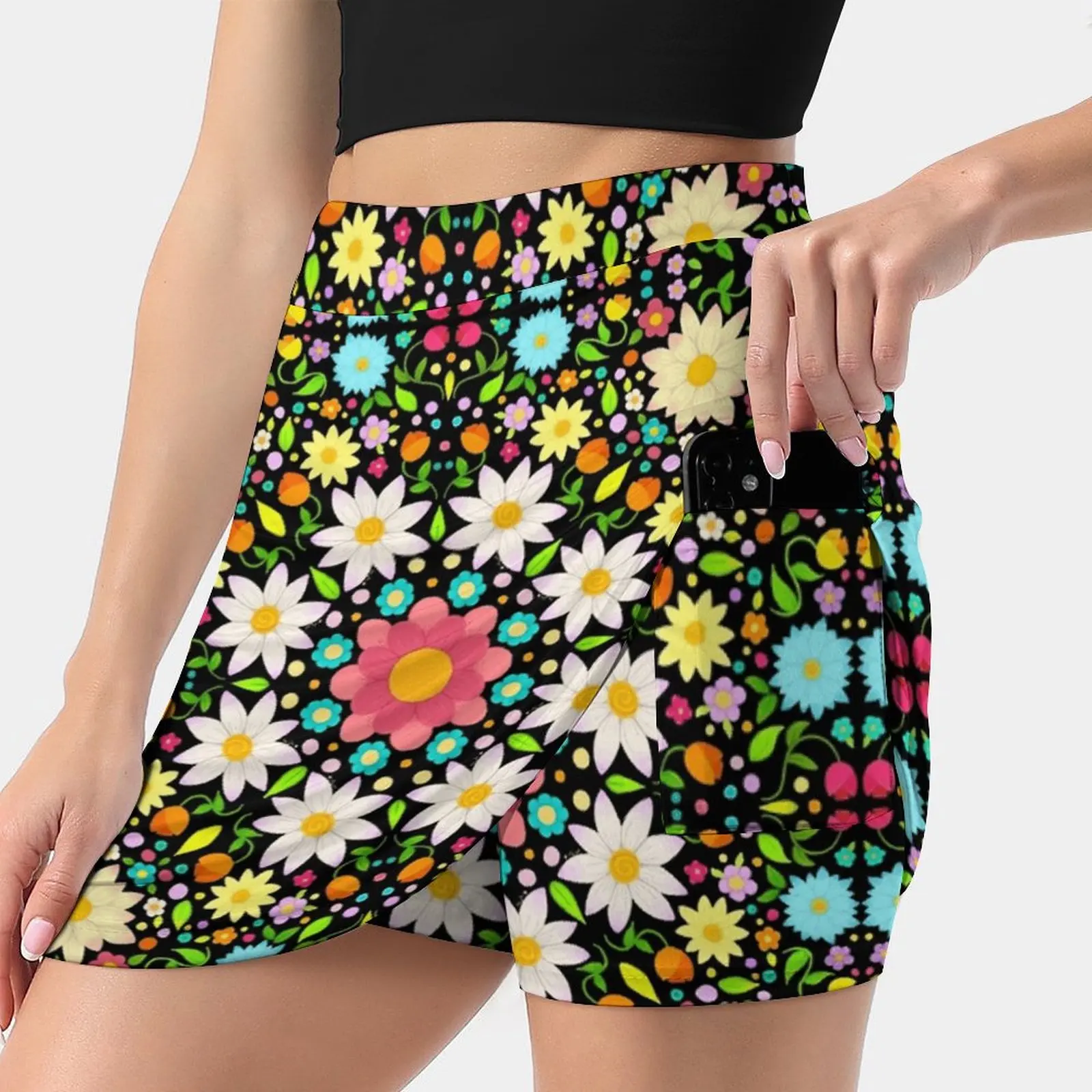 Flower Pattern Circular Design Women's skirt Mini Skirts A Line Skirt With Hide Pocket Flowers Cute Mandala Flower Mandala