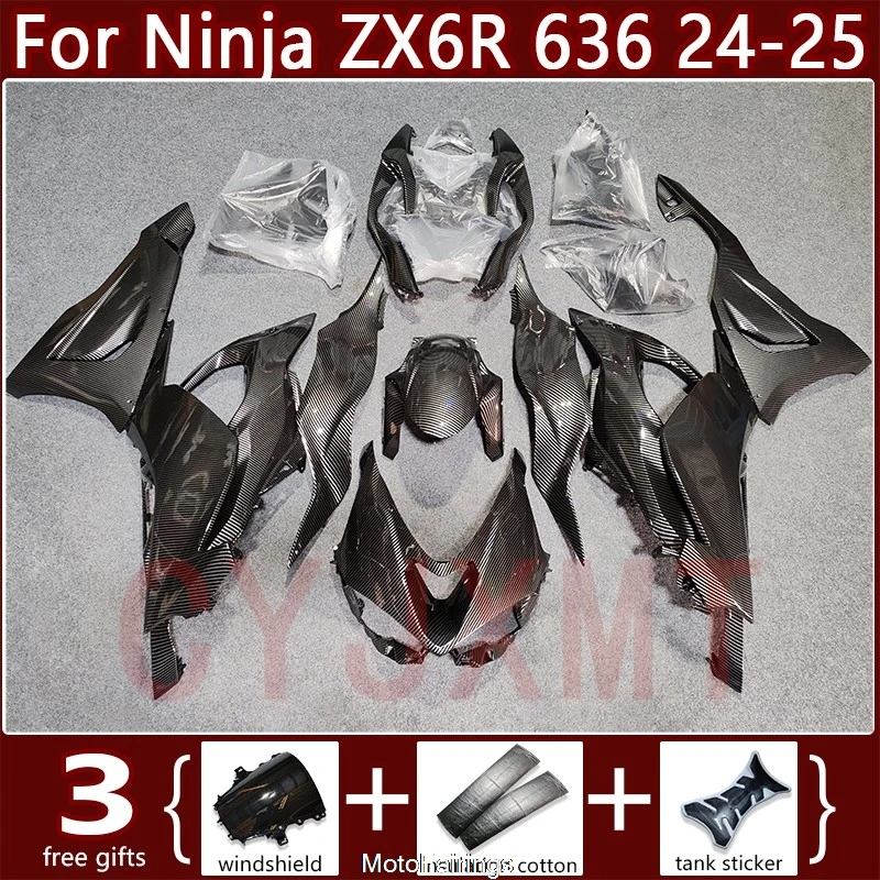 

New Motorcycle Fairing for Ninja ZX6R 636 2024 2025 Year Plastic Fairings Kit ZX-6R 636 24 25 Carbon Fibre Gloss Shell