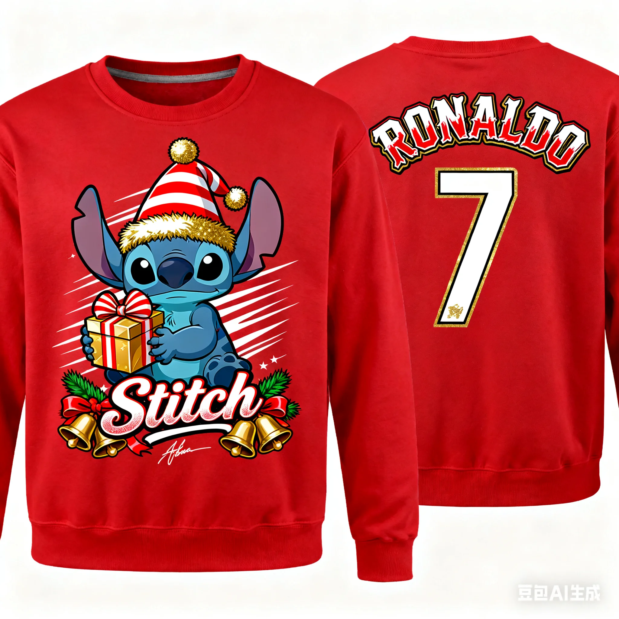 ديزني غرزة عيد الميلاد رونالدو بلوزات ثلاثية الأبعاد طباعة الخريف موضة الترفيه Y2K الأطفال هوديس الرجال والنساء بلوزات #5