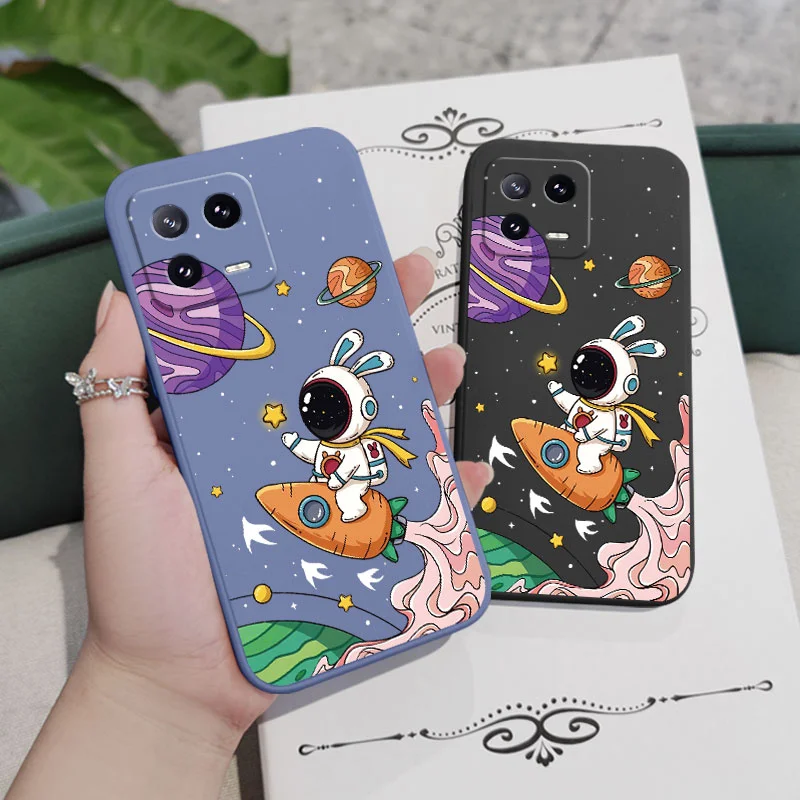 Carrot Astronaut Phone Case For Xiaomi Mi 14 13 13T 12 12X 12T 12S 11 11T Ultra 10 10T 9 9T 9SE 8 Pro Lite Liquid Silicone Cover image 4