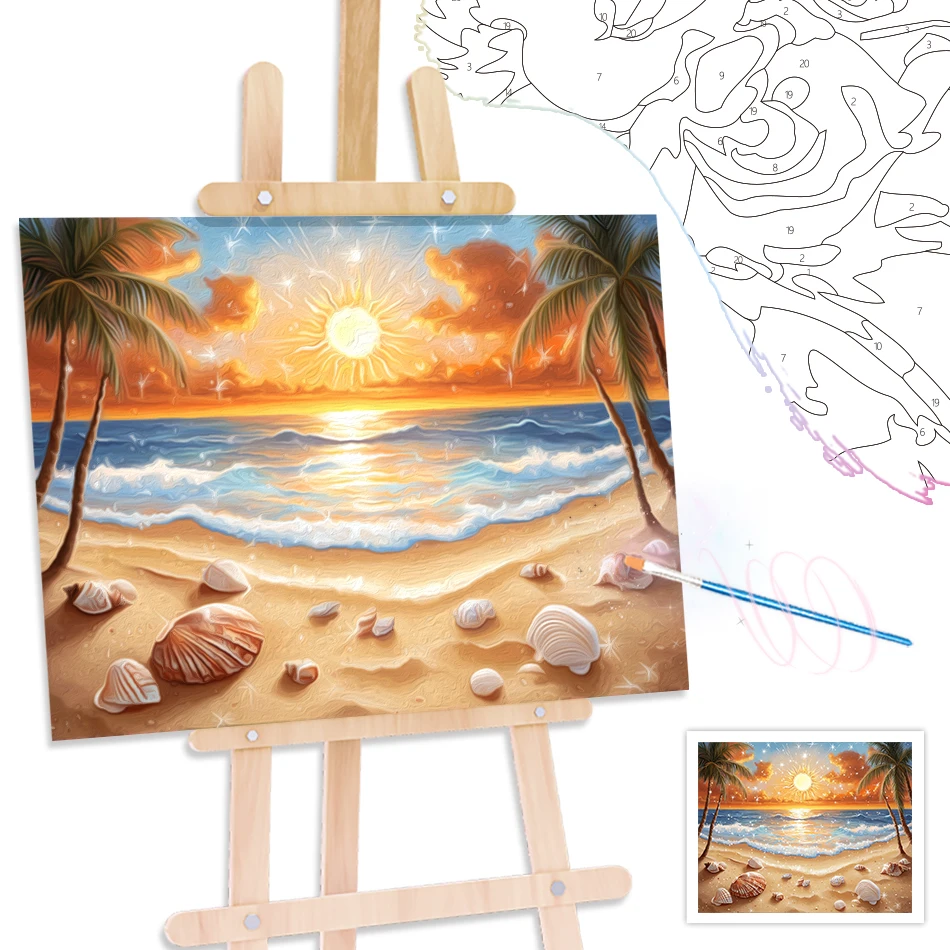 RUOPOTY-Paint By Number Adult Kit seascape Picture Drawing Handwork Canvas Wall Art Home Decoration Coloring By Numbers Wall Art