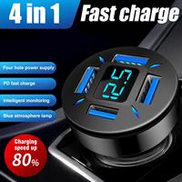 4-Port USB A+C Car Charger For IPhone - 66W Quick Charge Cigarette Lighter Adapter Fast Charging For Car