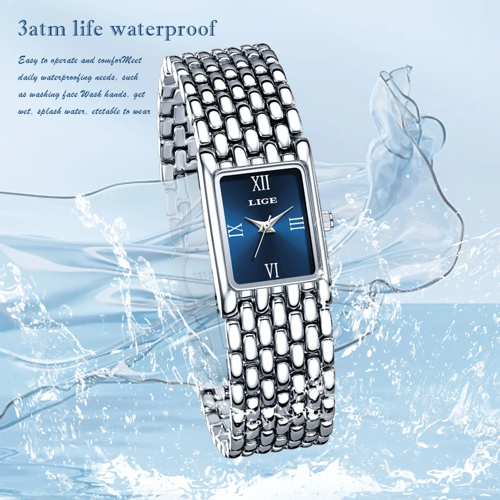 LIGE Design Elegant Luxury Woman Watch Fashion Stainless Steel Ladies Bracelet Waterproof Clocks Quartz Women's Wristwatch Gifts