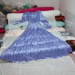 Vestido largo de satén para mujer, ropa de noche holgada de manga larga, Sexy, brillante, talla grande