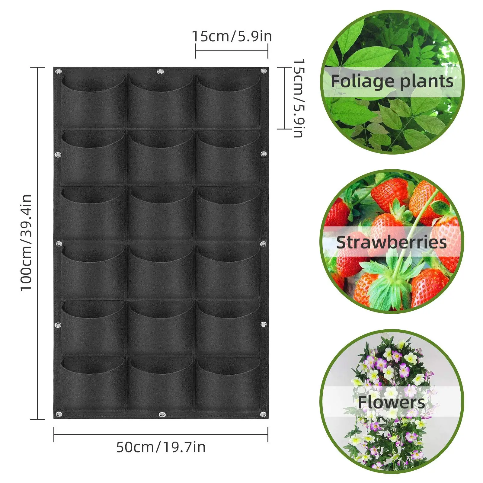 49 Zakken Hangende Plantenbakken, Hangende Verticale Aan De Muur Gemonteerde Plant Plant Kweekzakken, Kruidentuinplanter Buiten Binnen Groeien