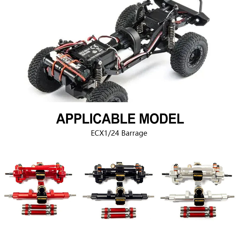 1pcs 1/24 Front Rear Axle RC Upgrade Part Aluminum Alloy Complete Rc Front Rear Axle For ECX Barrage RC Car Part Red