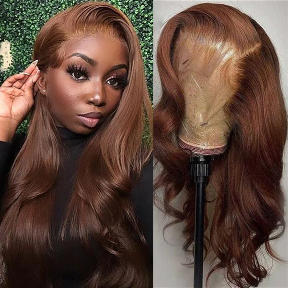 30 Inch Chocolate Brown Body Wave Lace Front Wig Brazilian Cheap Colored HD 13x6 Lace Frontal Wig 100% Human Hair Wigs On Sale