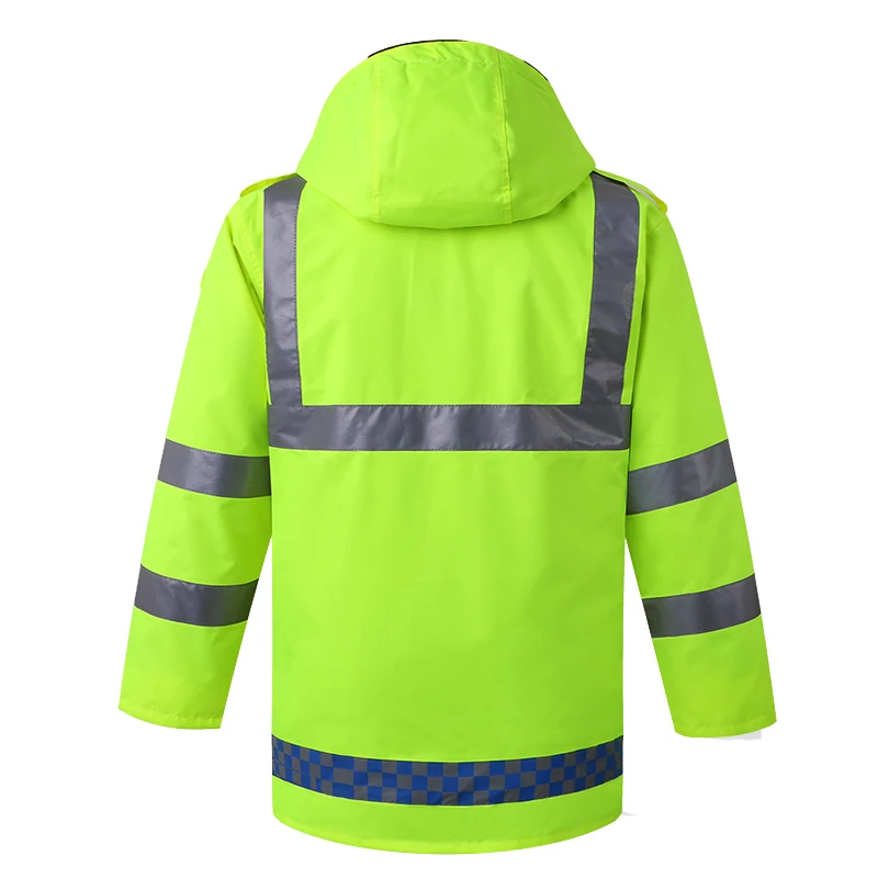 Hi Vis Safety Jacket Reflective for Men with Removable Liner Waterproof Oxford Zipper Work Jacket Hooded