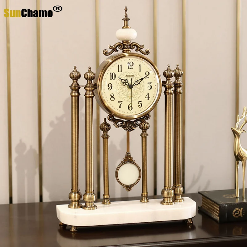 2022  Luxury Swing Clock Ornaments Living Room Nordic Decoration Clocka Pendulum American Desktop Table Decorations Decor 6 Inch