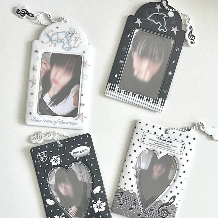 Kpop Photocard Holder Y2K PhotoCard Holder Kpop Charm Holders Kawaii Photo Card Keychain ID Bus Card Holders