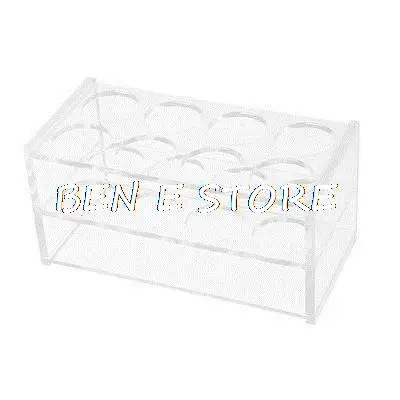 Clear Plastic Rectangular 8 Sockets Two Layers Laboratory 30mm Dia Test Tube Holder Stand
