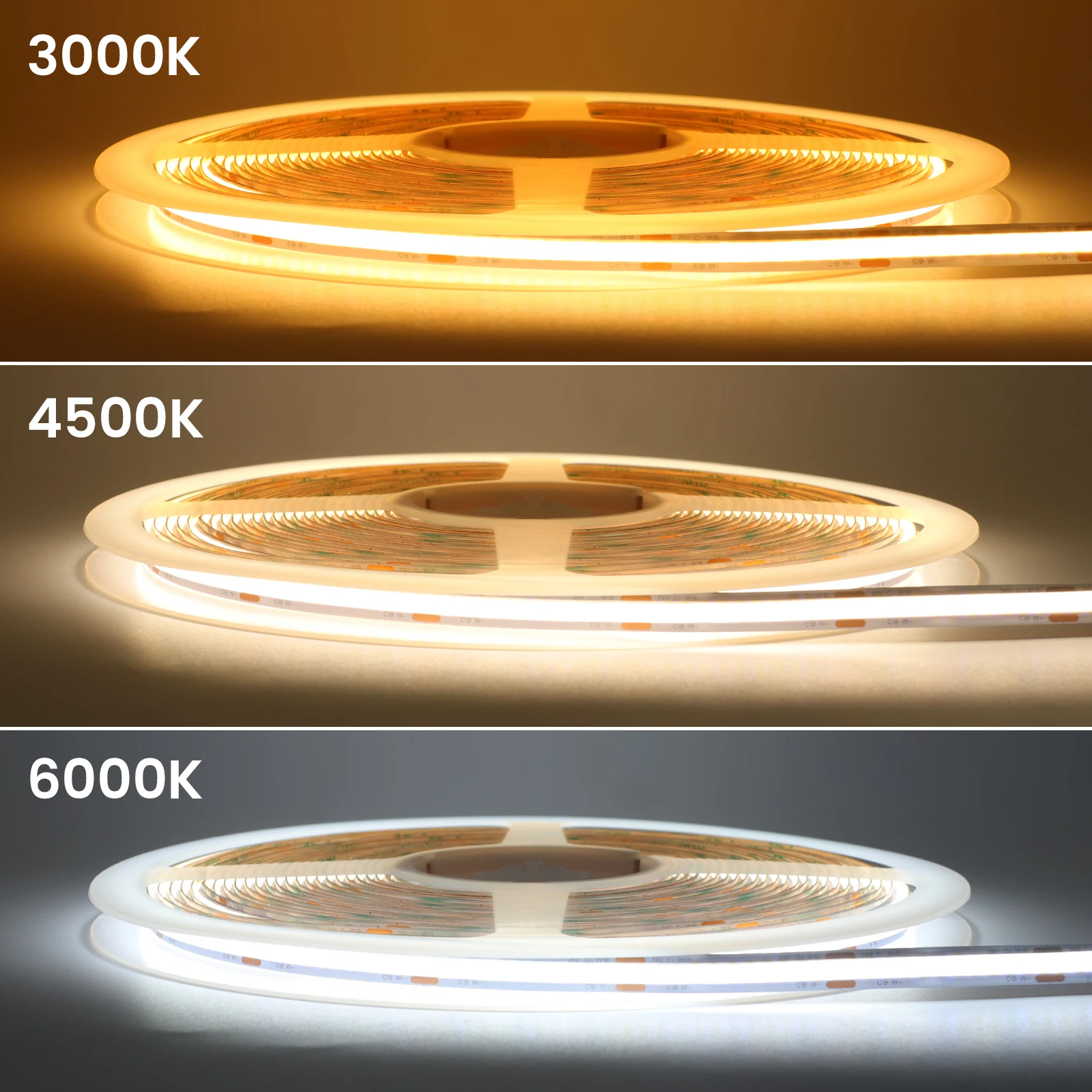 24V COB CCT LED Strip Lights Bluetooth App Dimmable Power Flexible LED Tape 3000-6000K Changeable Lighting COB Lights 0.5-10M