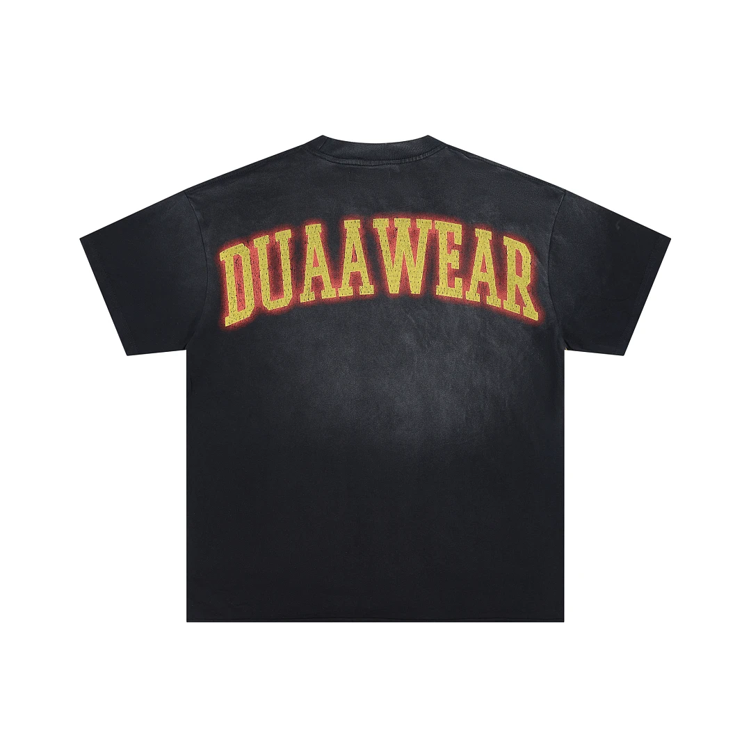 European and American street fashion trendy brand distressed and antiqued short-sleeved glitter-stamped T-shirt