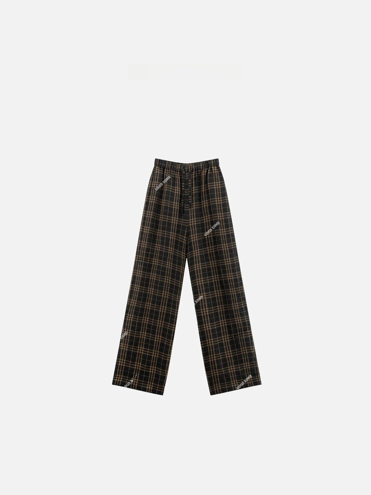 

ZONE Linen Plaid Elastic Waist Casual Color Blo Straight Leg Pants Long Commute Sle Thin Model CC2C254