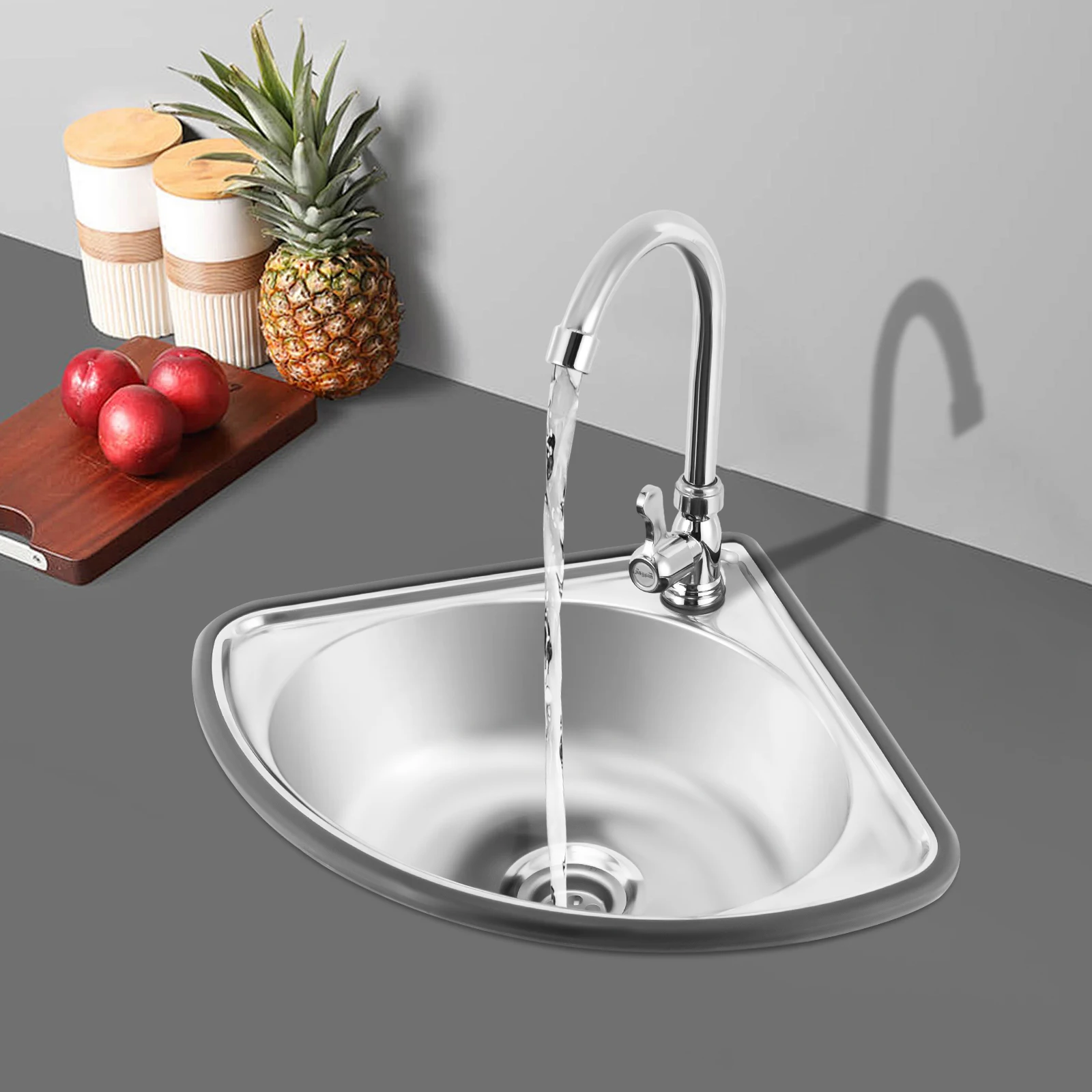 

Hand Wash Sink, Corner Basin Sink with Wall Bracket, Triangular Hand Basin Sink for Cleaning Room, Laundry, Cafeteria