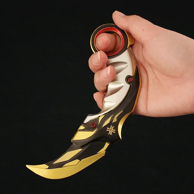 Valorant Melee Series สีม่วงทอง Claw มีดเกมอุปกรณ์ต่อพ่วง Karambit อาวุธโลหะรุ่นยุทธวิธีทหาร SAMURAI Props ของขวัญ