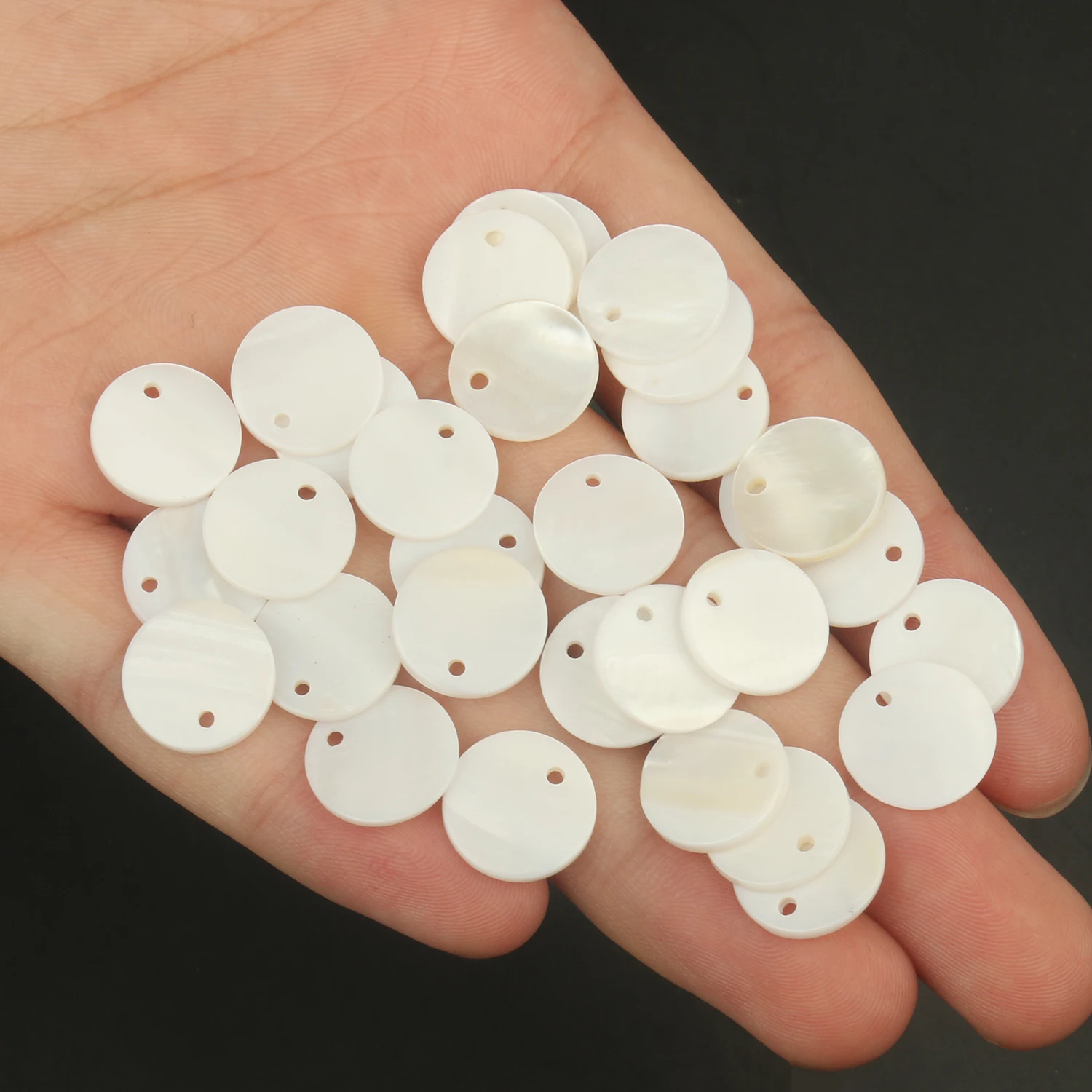 Natural Mother of Pearl Shell Beads White Cross Heart Round Shape Beads Charms Bracelet for DIY Jewelry Making Accessories