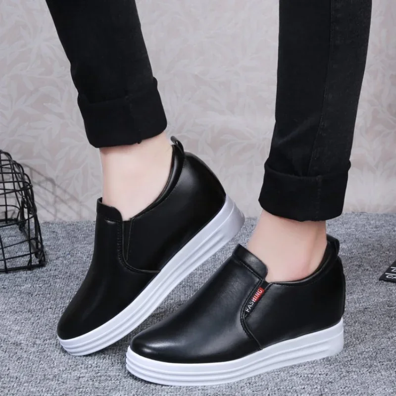 2023 Women Casual Shoes New High Heel Lady Women's Sneakers Leisure Platform Wedge Height Increasing Loafers Sneakers