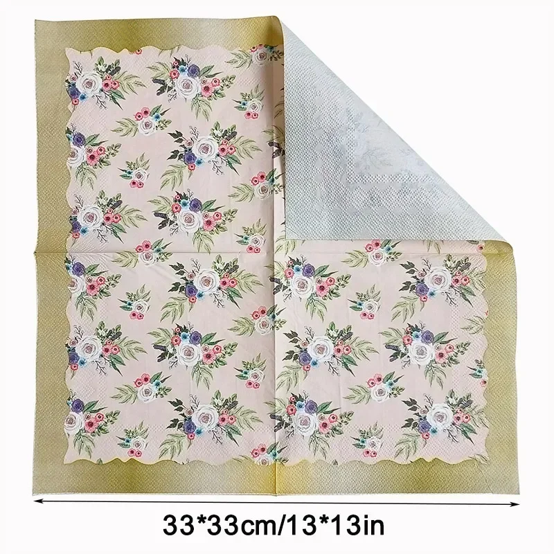 20 pièces 33 cm 2 plis serviettes florales colorées saint valentin papier de mariage papillon Bart papier verre à vin fleur napperons en papier