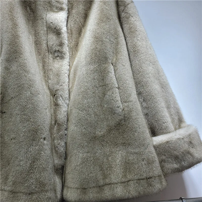 HKSH Autumn Winter New Women Faux Fur Coat Stand Collar Roll Cuffs Solid Color High-End Luxury Overcoat Chic Tide Jacket HK12970