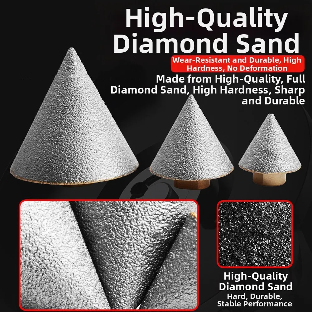 Triangular Emery Chamfering Grinding Head For Tile & Stone Hole Finishing, Compatible With Angle Grinder