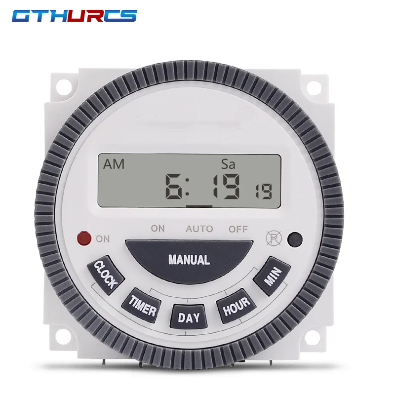 TM619 12VDC 24VDC 110VAC 220VAC 7 Days Weekly Programmable Digital Timer Lighting Switch CN304 LCD 16 ON/OFF Time Relay