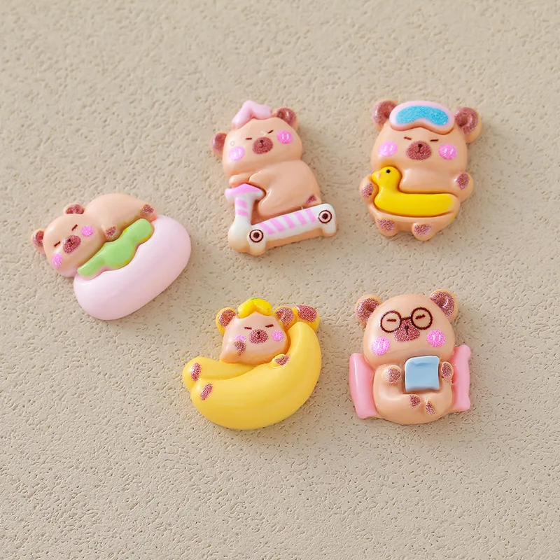5 個樹脂アクセサリー卸売クリーム接着剤 DIY ジュエリー装飾ヘアピン穴靴バックル漫画かわいいカピベビー