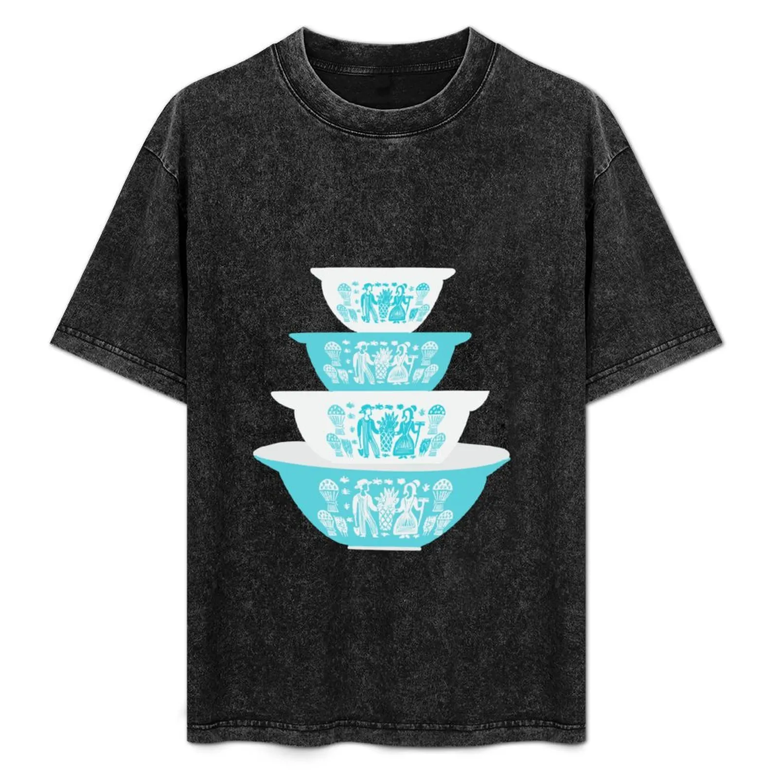 

Vintage Pyrex Butterprint Turquoise Nesting Bowls T-Shirt sports fans luxury clothing labubu mens t shirt