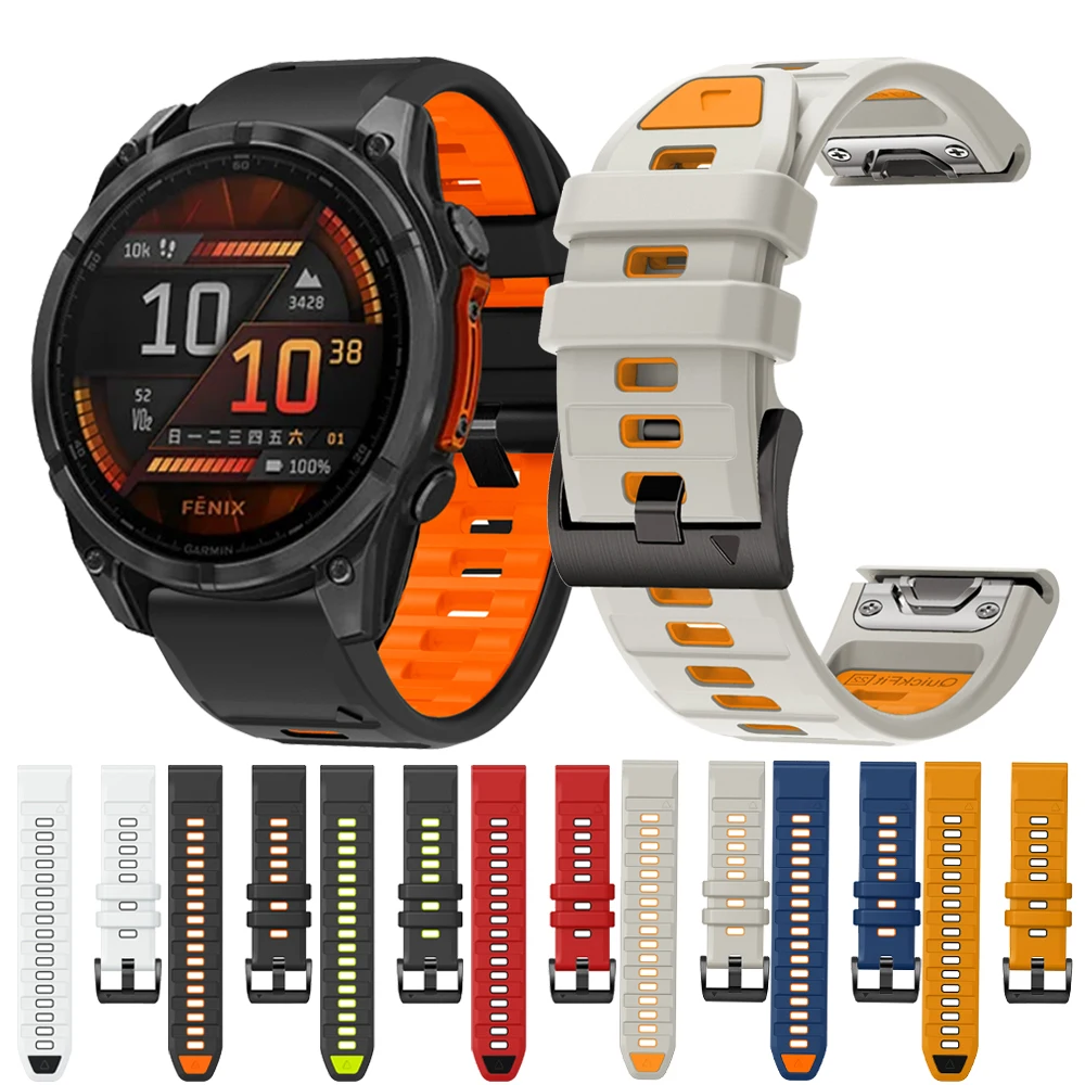 Correa de reloj deportivo de 22 y 26mm para Garmin Fenix 8 E 47 51mm 7 7X 6 6X 5 5X Enduro 3 2 EPIX Mk2i 935, pulsera de silicona QuickFit