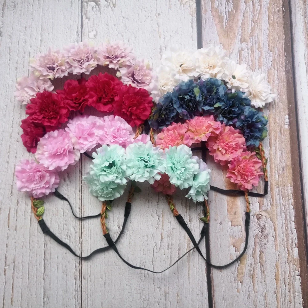 1PCS Elastic Baby Girls Kids Flower Wreath Floral Garland Crown Headband Wedding Party Hair Accessories Outdoor Headwear Gifts