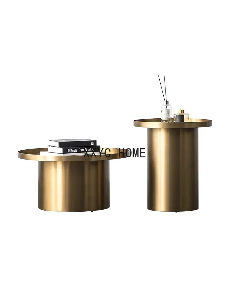 

Журнальный столик, современный минималистичный журнальный столик для гостиной, комбинация металлического круга из нержавеющей стали