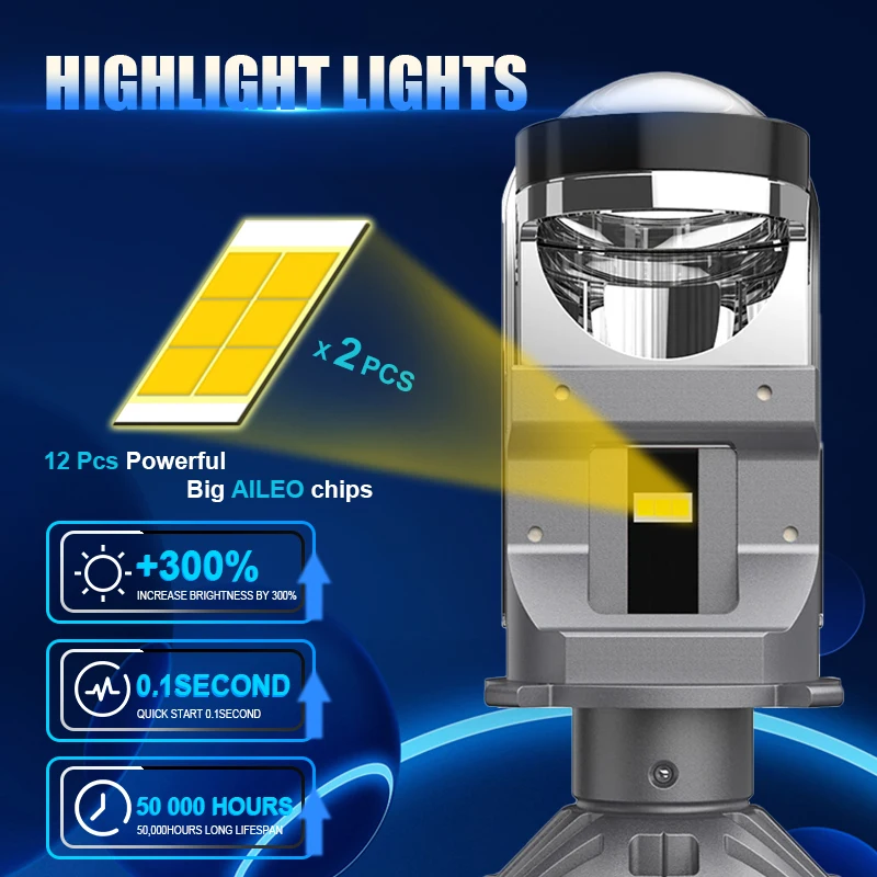 F40 H4 Mini Car Lens 110W Led Headlight Lens Fog Light Powerful Super LED Bulbs Motorcycle Lamp with Projector High Low Beam