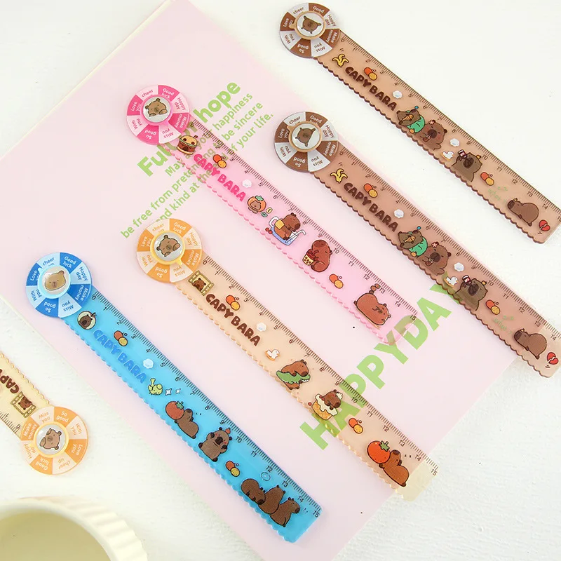 12 Pcs New Capybara Rotary Music Cartoon Straight Ruler Student 15cm Straight Ruler Drafting Supplies