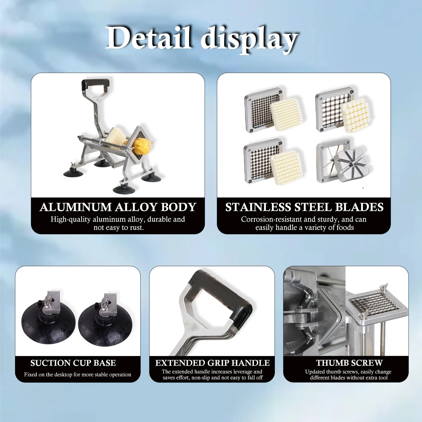 الفرنسية فراي القاطع للبطاطس المنزلية قطاعة البطاطس التجارية قطاعة البطاطس أداة تقطيع الخضراوات الفواكه القاطع معالجات الطعام