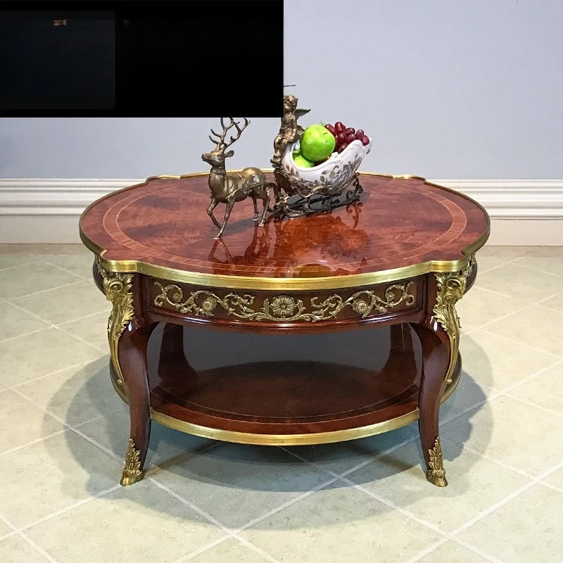 Alexander English coffee table round table mahogany neoclassical coffee table European small apartment furniture