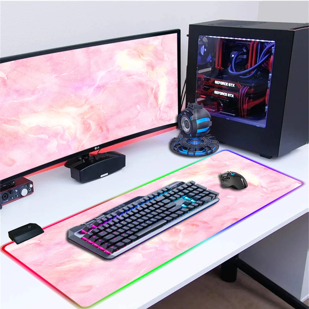 RGB Mouse Pad Marbling LED Large Gaming Mousepad Wireless Charging Desk Mat 40x90cm Non-Slip Keyboard Pad PC Computer Game Pad