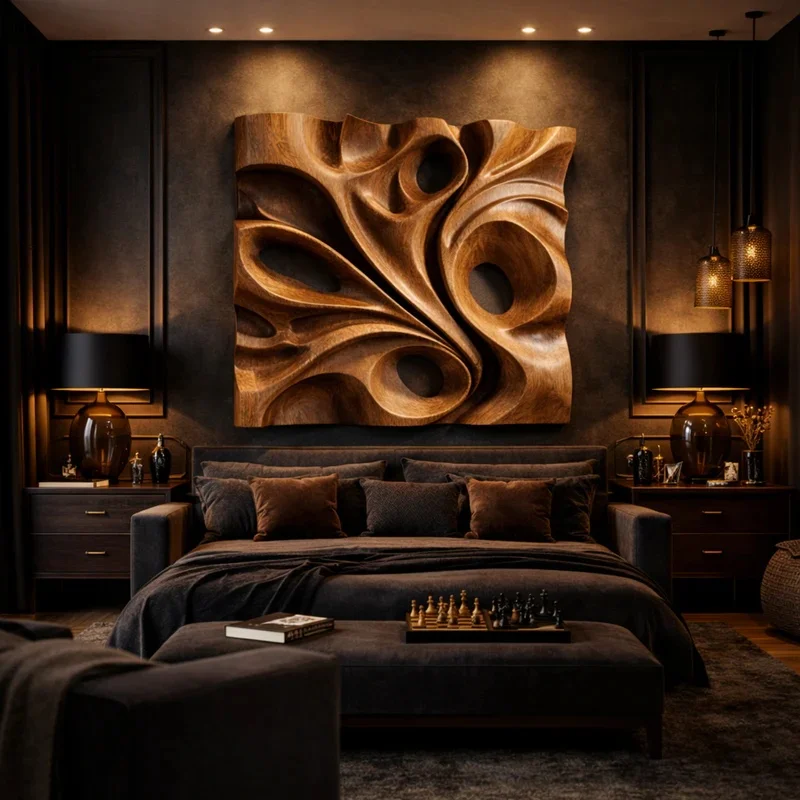 ！@Stretching Leaf Vein Wood Wall Sculpture - Twisted Vine Cutout Decor for Contemporary Home Interior