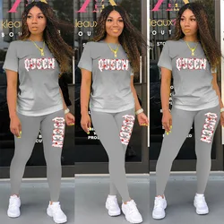 Sommer Outfits für Frauen Set von zwei Modestücken Sets Jogger Frauen Anzug lässig lange Hosen Trainings anzug lässig T-Shirt y2k