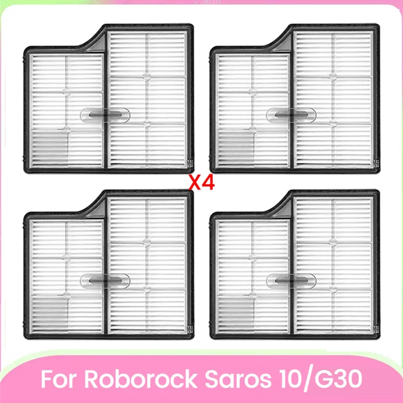 BAAO-4PCS استبدال فلتر HEPA Forroborock Saros 10/G30 جزء المكنسة الكهربائية مرشح قابل للغسل مرشحات عالية الكفاءة