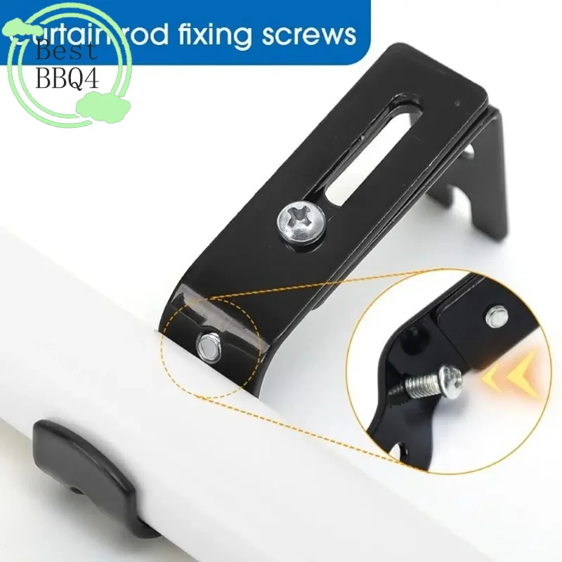 (BBQ4)2pc Wall-mounted Curtain Rod Support Extendable Metal Roman Pole Bracket Adjustable Hanging Hook For Bedroom Dormitory
