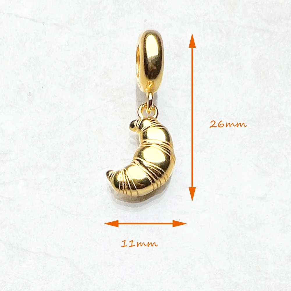 Gold-plated Pendant Croissant Design 925 Sterling Silver Dangle Charm Women Men Trendy Fine Jewelry