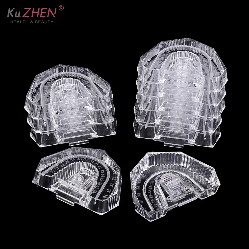 10Pc Plastic Dental Transparent Disposable Mold Base Denture Tray Sectioned Base Kit For Dental Lab Tools Plastic Clear Base Box