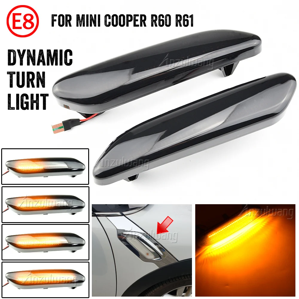 

2PCS Led Dynamic Side Marker Turn Signal Repeater Light Sequential Blinker Light For Mini Cooper R60 R61 Countryman 2011-2019