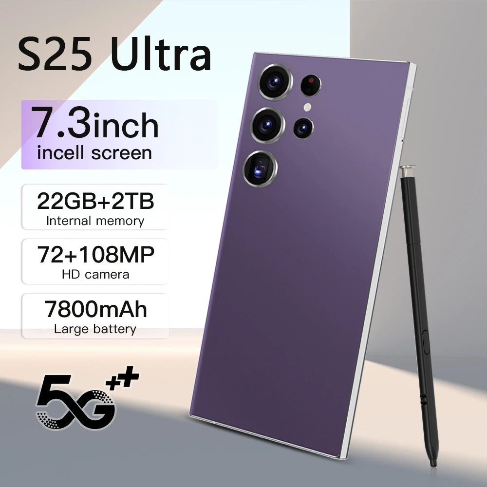 

НОВЫЙ S25 Ultra HOT 2025 оригинальный интеллектуальный 5G двойной режим ожидания система Android 14 глобальная версия 8000 мАч аккумулятор