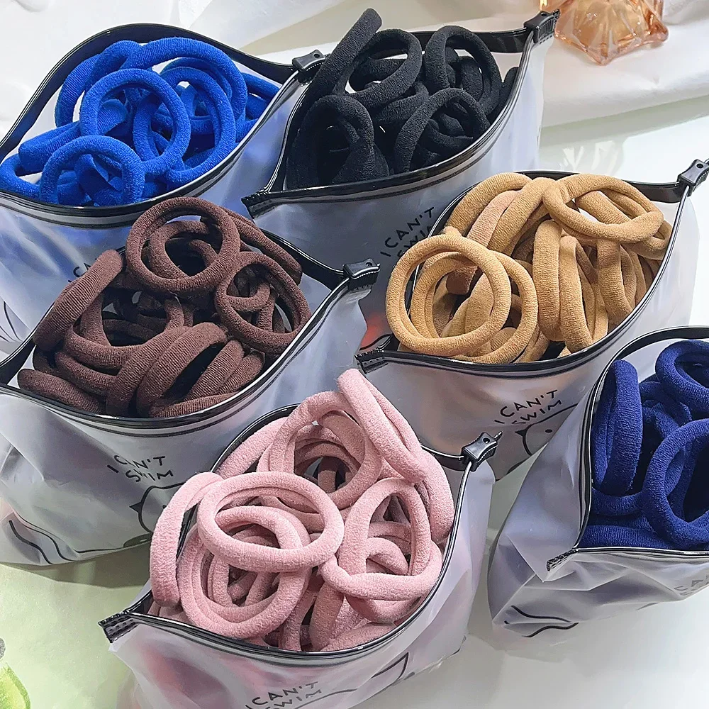 30PCS/Set Women Girls Basic Hair Bands Simple Solid Colors Elastic Headband Hair Ropes Ties Hair Accessories Ponytail Holder