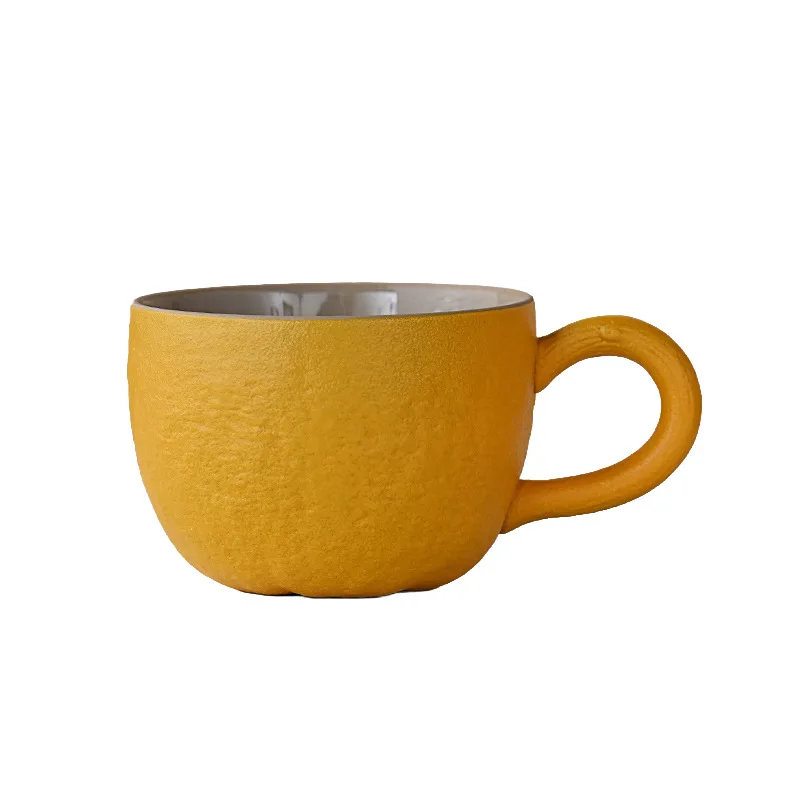 Keramische huishoudelijke ontbijtkop, vervaardigd uit de oven, koppelkop, zeer fraaie kop met oor, geschikt voor afternoon tea en koffie.